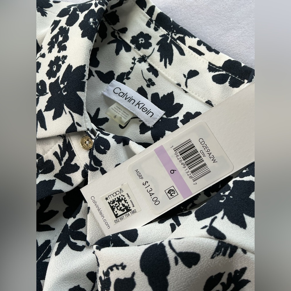 Calvin Klein Black and White Floral Dress NWT SIZE 6 - Picture 15 of 15